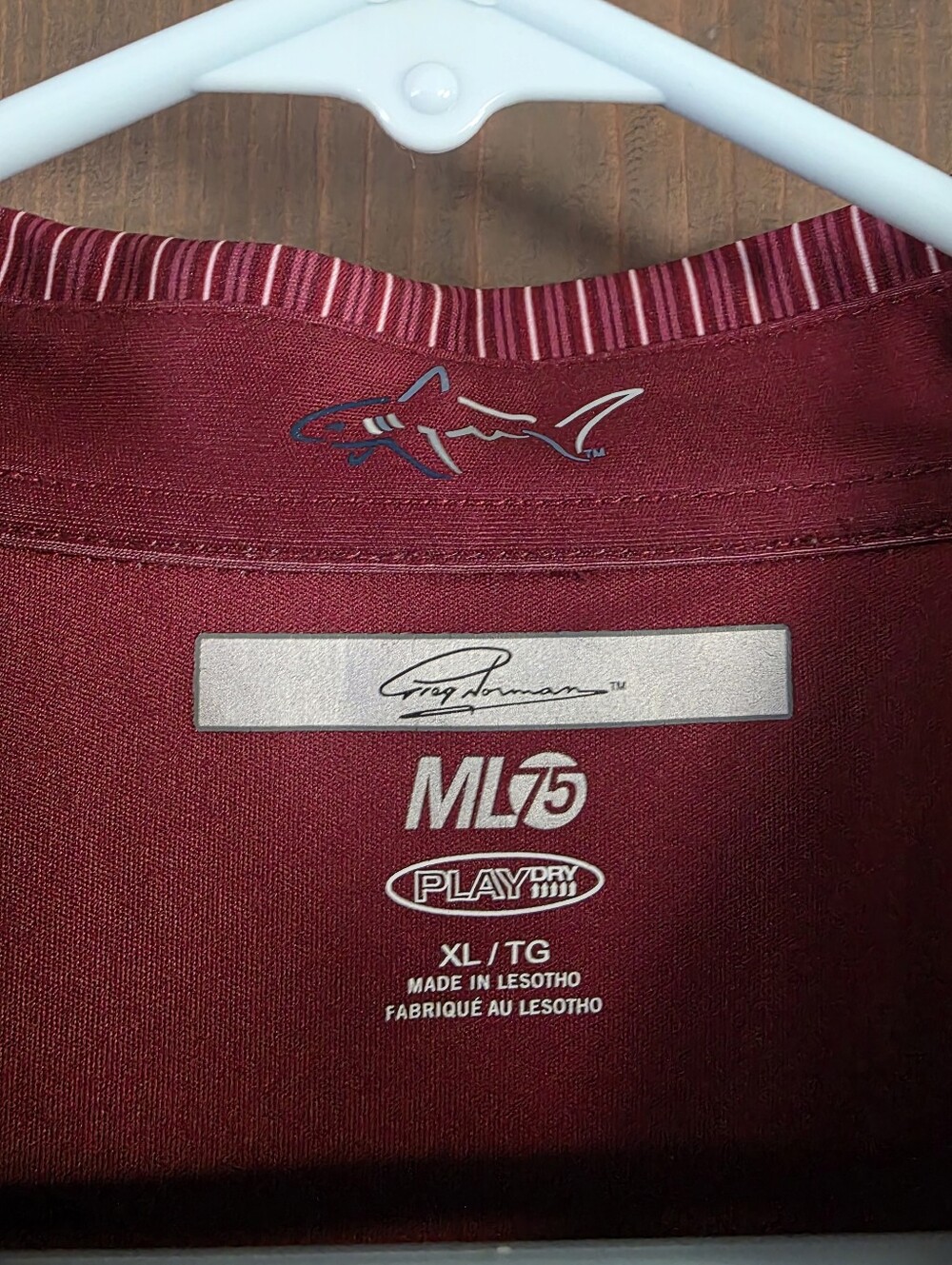 Greg Norman Shark Short Sleeve Polo Shirt Mens Size XL -Maroon ML75 Play Dry - Picture 2 of 4